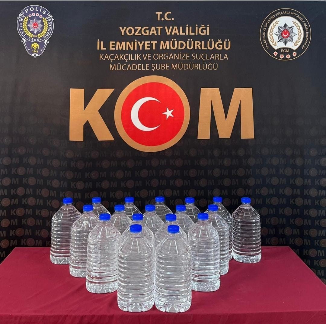 Yozgat’ta 100 litre kaçak alkol ele geçirildi