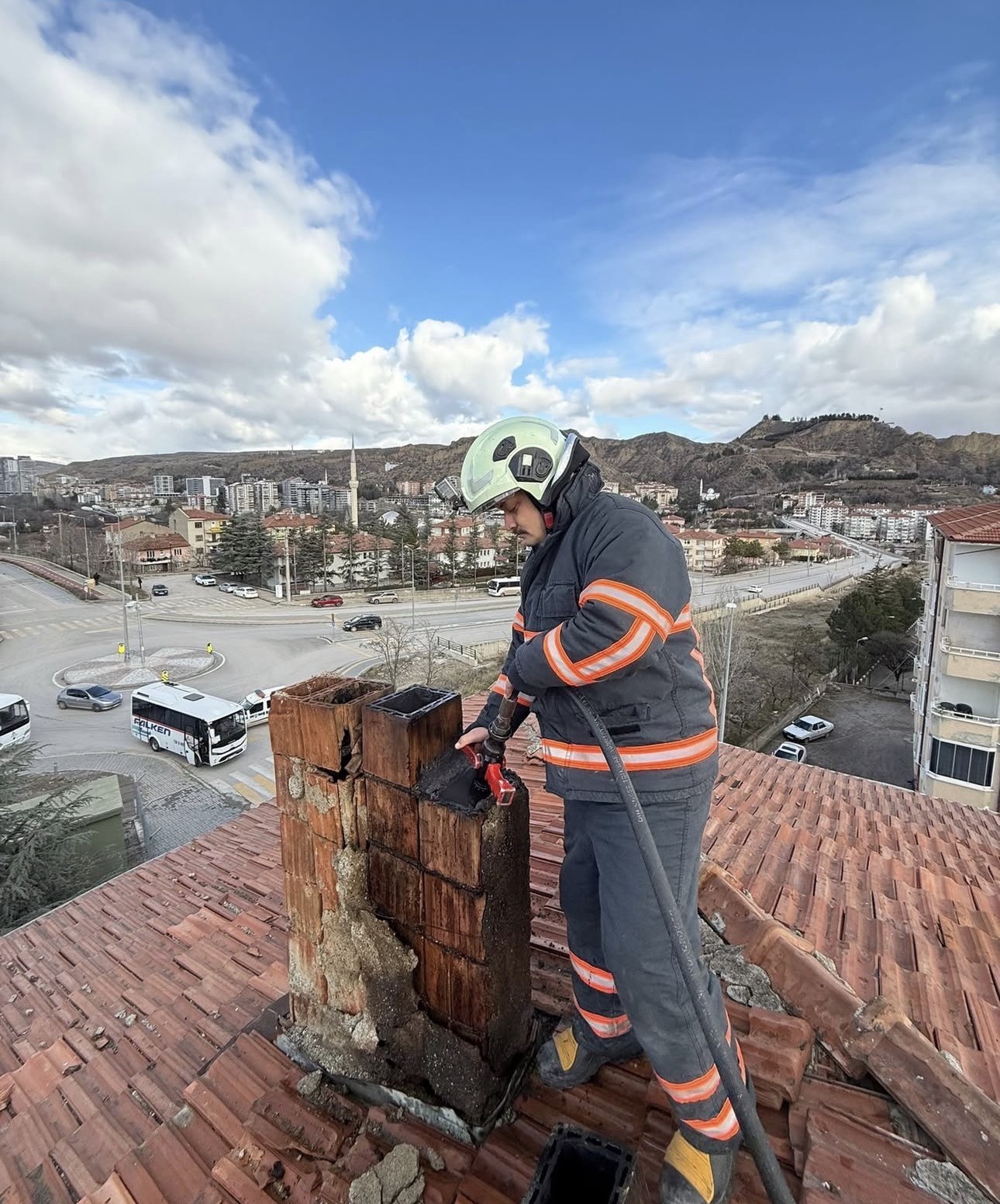 Çankırı’da korkutan baca yangını