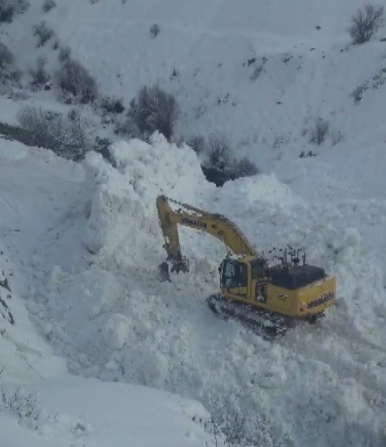 Erzincan’da köy yoluna çığ geldi