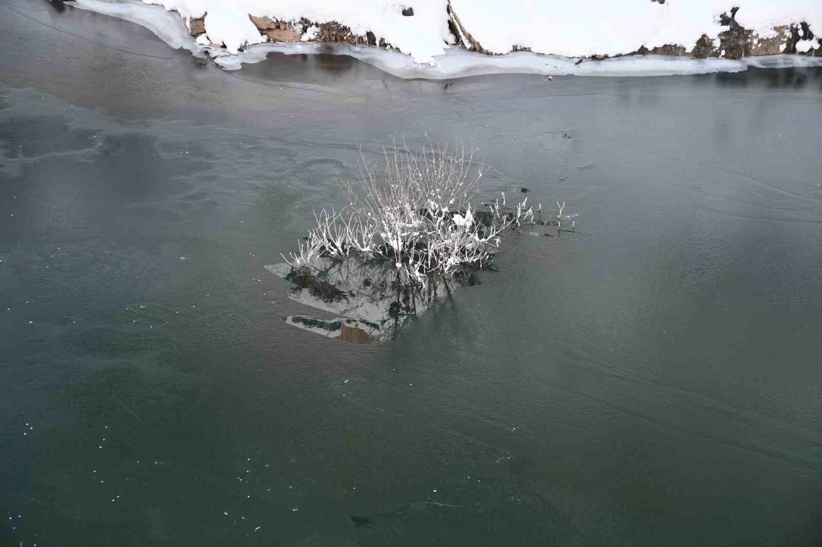 Soğuk hava Habur Çayı’nı dondurdu