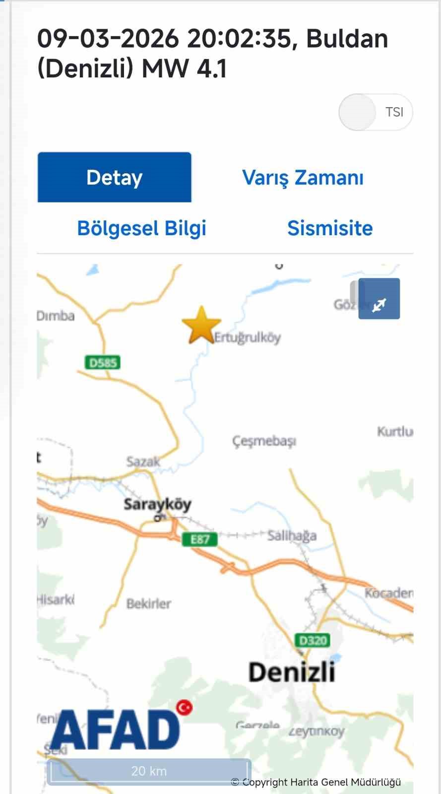 Denizli’de 4.1 büyüklüğündeki artçı deprem korkuttu