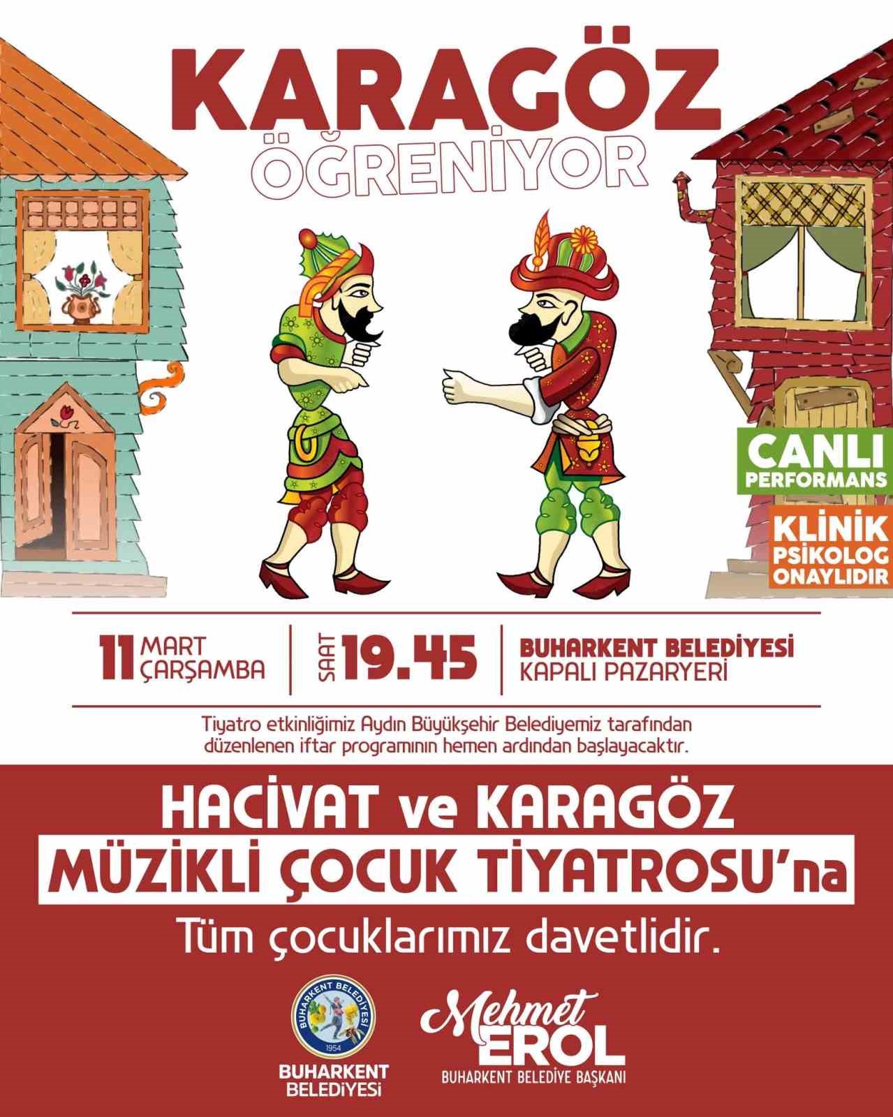 Buharkent’te çocuklar Hacivat ve Karagöz ile buluşacak