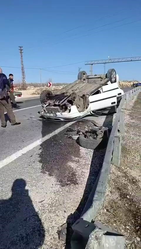 Takla atan araçtan burnu bile kanamadan kurtuldu