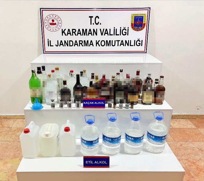 Karaman’da kaçak alkol ele geçirildi