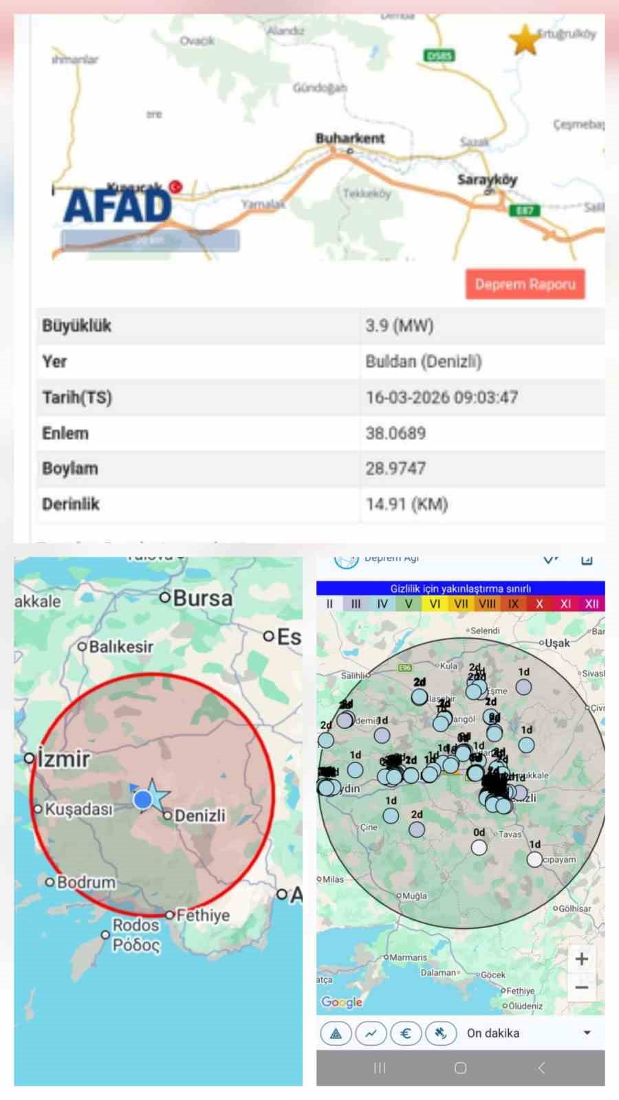 Buldan’da sabah saatlerinde deprem paniği yaşandı