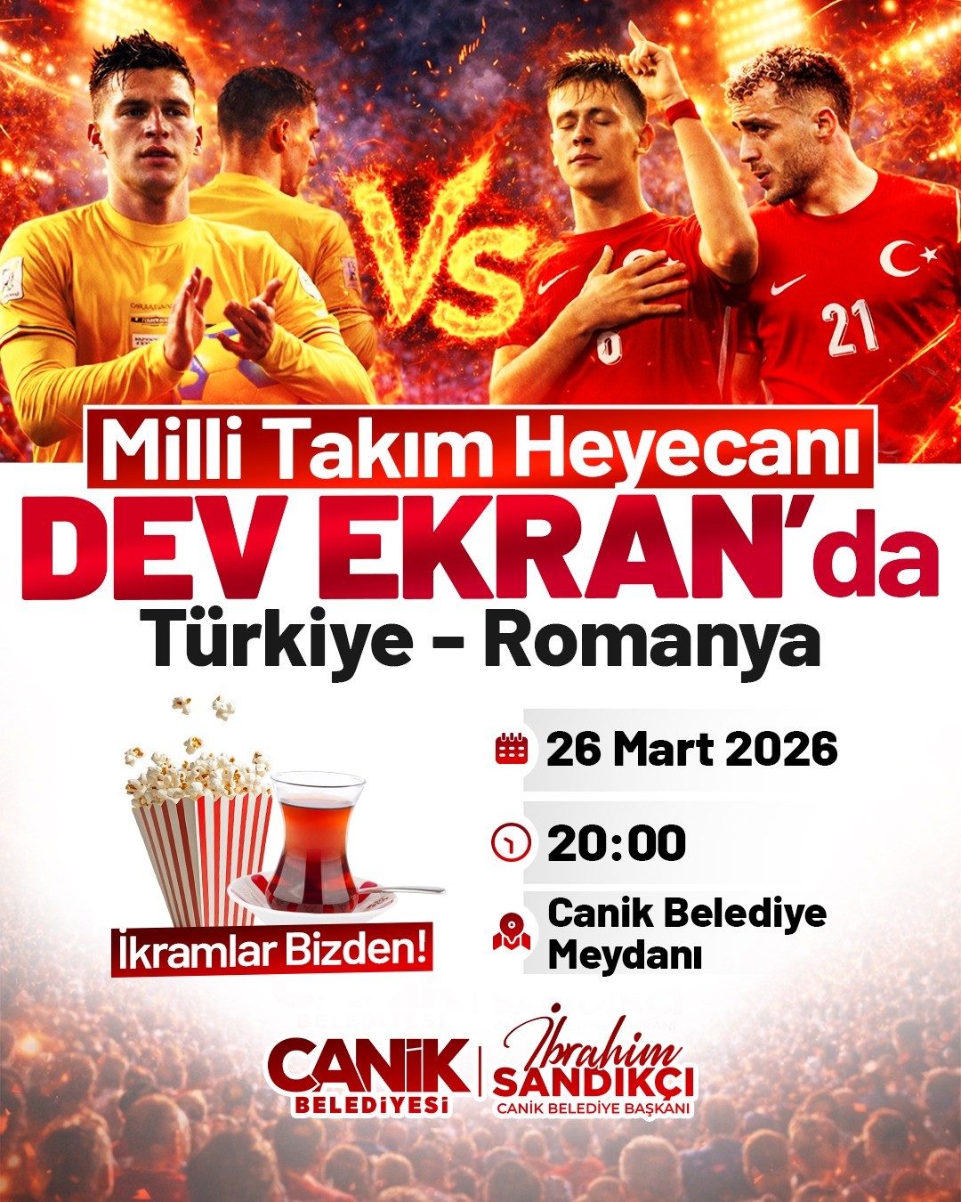 Canik’te milli heyecan dev ekrana taşınıyor