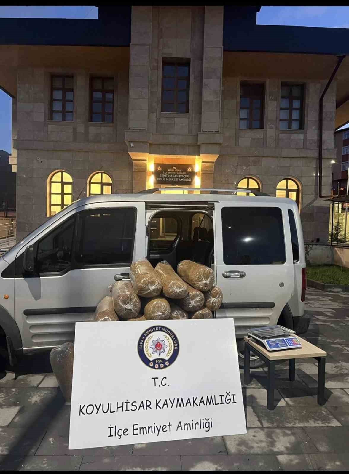 Sivas’ta 186 kilo kaçak tütün ele geçirildi