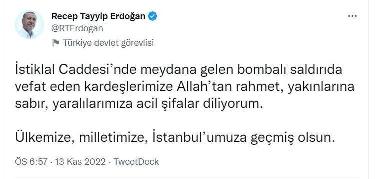 Erdoğan: Milletimiz, saldırının faillerinin hak ettikleri şekilde cezalandırılacağından emin olsun