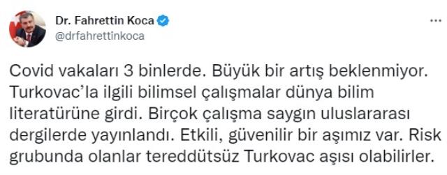 Bakan Koca koronavirüs vaka sayılarını paylaştı: Büyük bir artış beklenmiyor