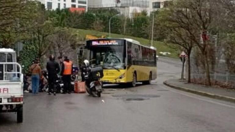 Maltepe'de motosikletli kuryenin İETT otobüsüne çarptığı kaza kamerada