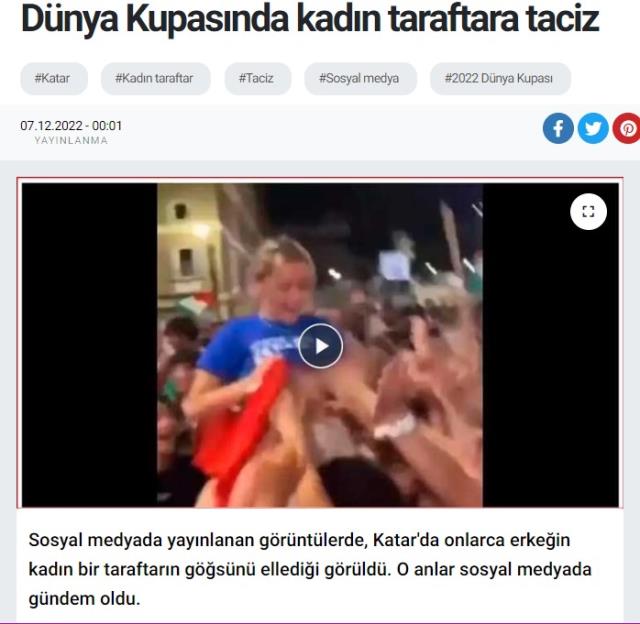 Katar'da düzenlenen Dünya Kupası'nda kadın taraftara yönelik taciz anını yansıtan görüntü eski çıktı