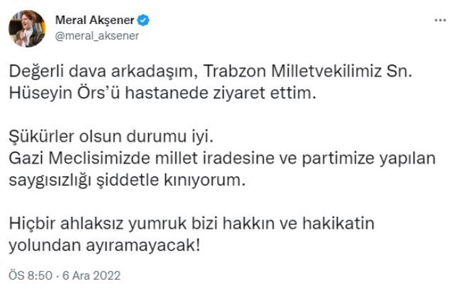 Akşener'den Meclis'teki kavgaya ilk yorum: Hiçbir ahlaksız yumruk bizi hakikatin yolundan ayıramayacak