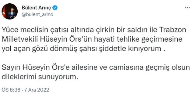 İYİ Partili vekili yoğun bakımlık eden AK Partili Işık'a bir tepki de Bülent Arınç'tan: Gözü dönmüş şahsı şiddetle kınıyorum