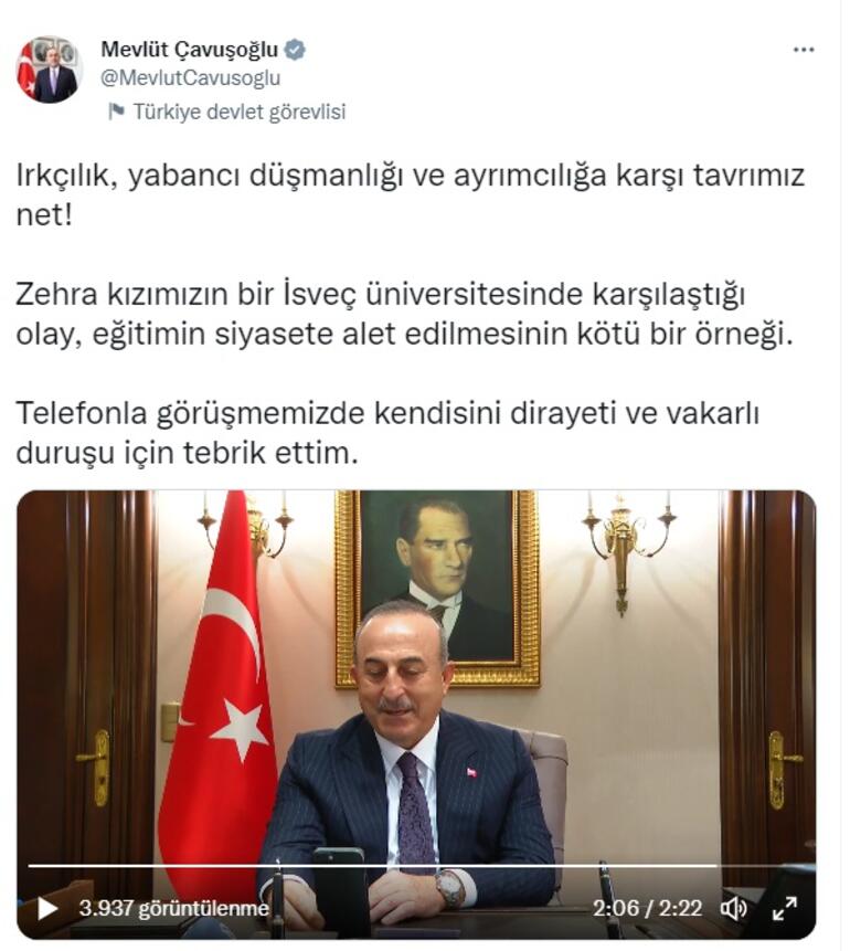 Bakan Çavuşoğlu, mağdur Türk öğrenci Solmaz ile görüştü