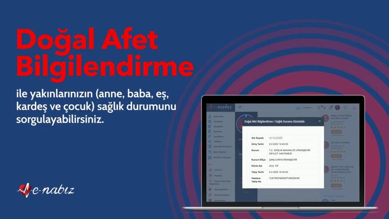 Depremzedelerin yakınları, e-Nabız'dan bilgi alabilecek