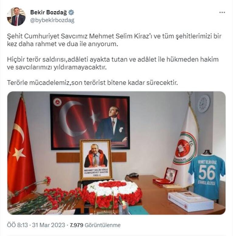 Bakan Bozdağ, Şehit Savcı Mehmet Selim Kiraz'ı andı