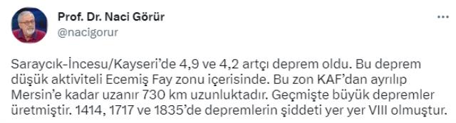 Bugünkü sarsıntıların ardından Naci Görür 5 ili uyardı: Depremler olabilir