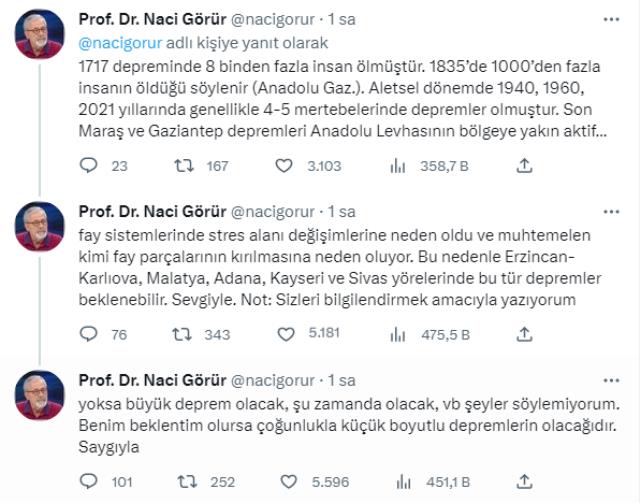 Bugünkü sarsıntıların ardından Naci Görür 5 ili uyardı: Depremler olabilir