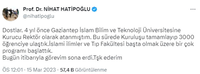 Nihat Hatipoğlu, 4 yıldır yürüttüğü rektörlük görevini bıraktı! Milletvekili aday adayı mı olacak?