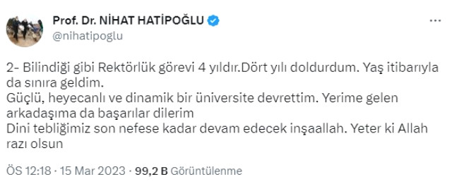 Nihat Hatipoğlu, 4 yıldır yürüttüğü rektörlük görevini bıraktı! Milletvekili aday adayı mı olacak?