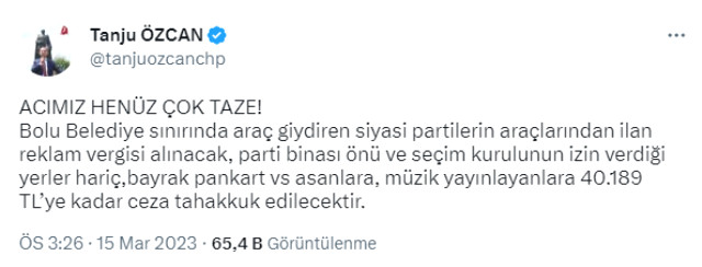 Tanju Özcan'dan dikkat çeken karar! Bolu'da seçim araçlarından reklam vergisi alacak