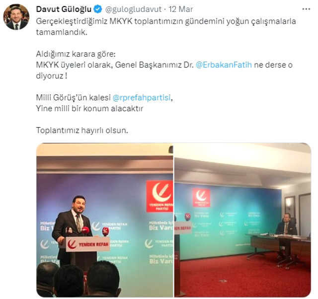 Karadenizli şarkıcı Davut Güloğlu partisinin toplantısından paylaştı: Fatih Erbakan ne derse o