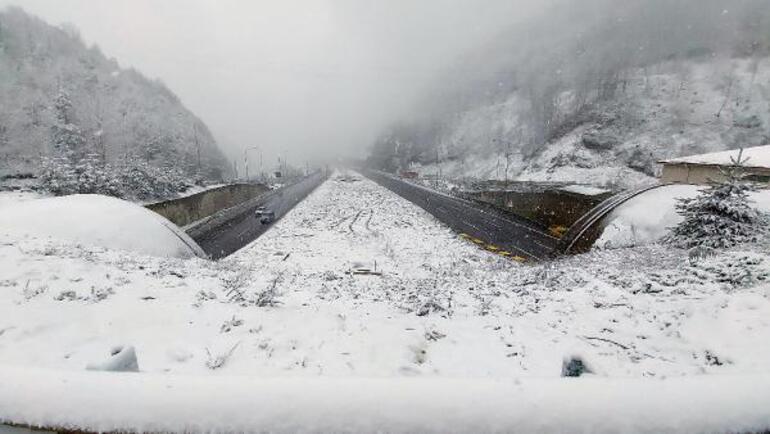 Bolu Dağı'nda kar yağışı