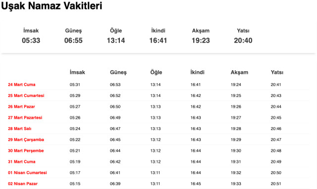 Uşak sahur ne zaman, saat kaçta? 23 Mart Uşak imsak vakti! Uşak sabah ezanı saat kaçta okunuyor?