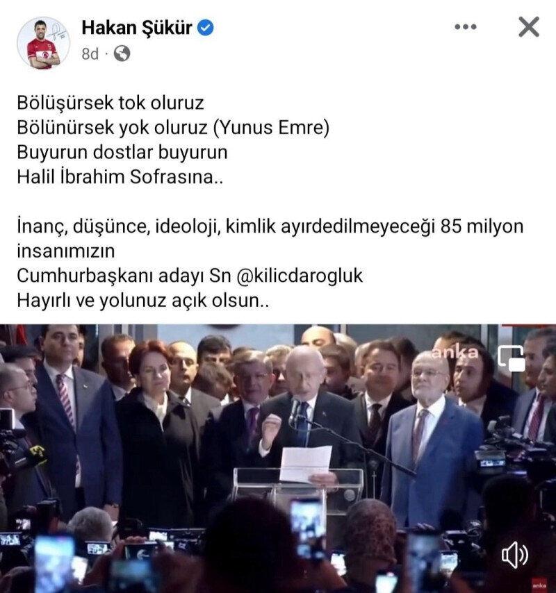 Firari Hakan Şükür'den Kemal Kılıçdaroğlu'na destek