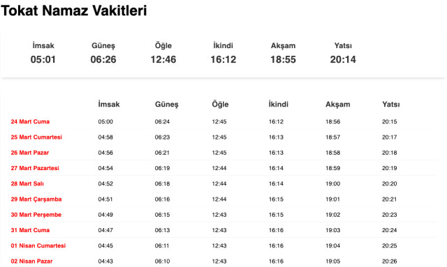 Tokat sahur ne zaman, saat kaçta? 23 Mart Tokat imsak vakti! Tokat sabah ezanı saat kaçta okunuyor?