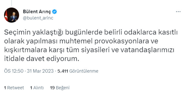 İYİ Parti binasına düzenlenen saldırı sonrası Arınç'tan dikkat çeken provokasyon uyarısı