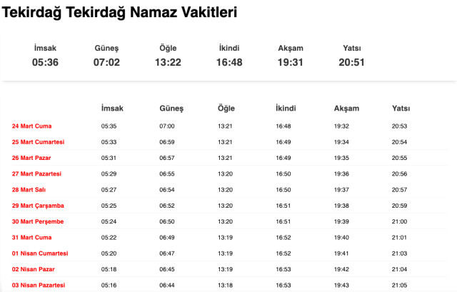 Tekirdağ sahur ne zaman, saat kaçta? 23 Mart Tekirdağ imsak vakti! Tekirdağ sabah ezanı saat kaçta okunuyor?