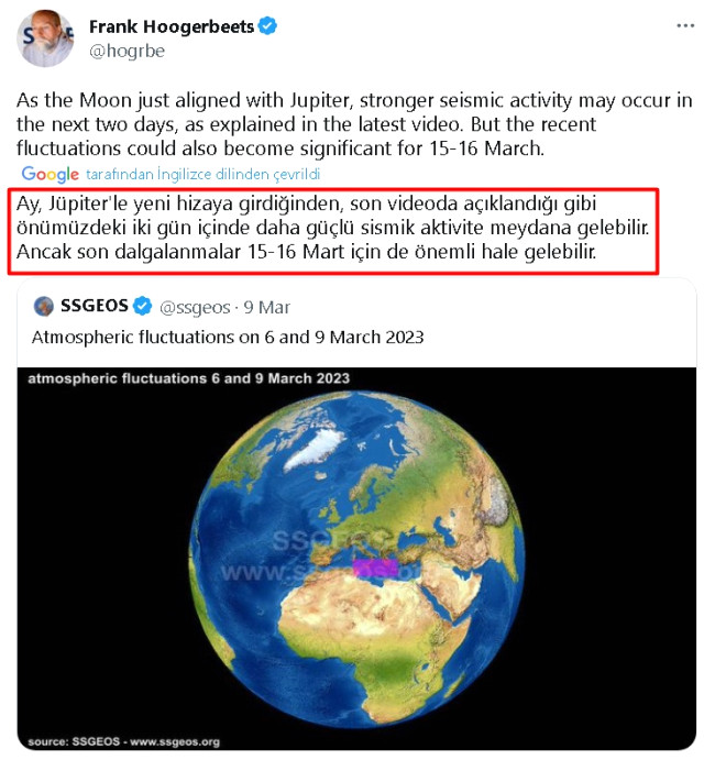 15-16 Mart deprem bekleniyor mu? Frank Hoogerbeets yeni deprem açıklamaları nelerdir? 14-15-16 Mart tarihlerinde deprem mi olacak?