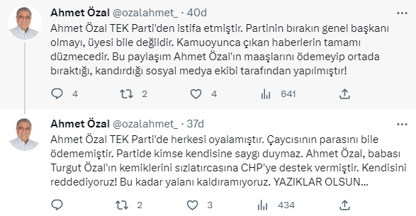 Ahmet Özal'a sosyal medya ekibinden büyük darbe! Maaşlarını alamayınca Özal'ın hesabından art arda paylaşımlar yaptılar