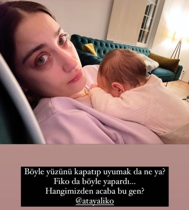 Güzel oyuncu Hazal Kaya kızıyla fotoğrafını paylaşıp eşine seslendi: Hangimizden bu gen?