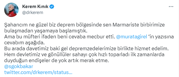 Gökbakar'dan AK Partili Turan'ın tepkisi sonrası Kerem Kınık'a olay mesaj: Kerem hafiften titreme geldi mi?