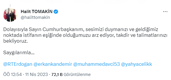 AK Parti Ordu İl Başkanı Halit Tomakin, Cumhurbaşkanı Erdoğan'a seslendi: İstifanın eşiğindeyiz