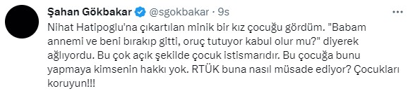 8 yaşındaki kızın sorusu Nihat Hatipoğlu'na damga vurmuştu! Şahan Gökbakar, RTÜK'e seslenip tepki gösterdi