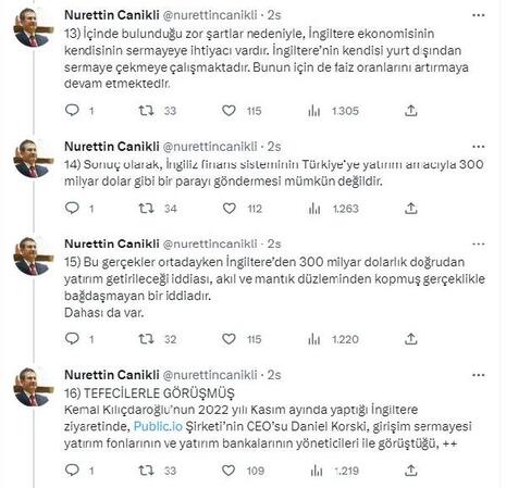 Canikli: İngiliz finans sisteminin Türkiye'ye 300 milyar dolar göndermesi mümkün değil