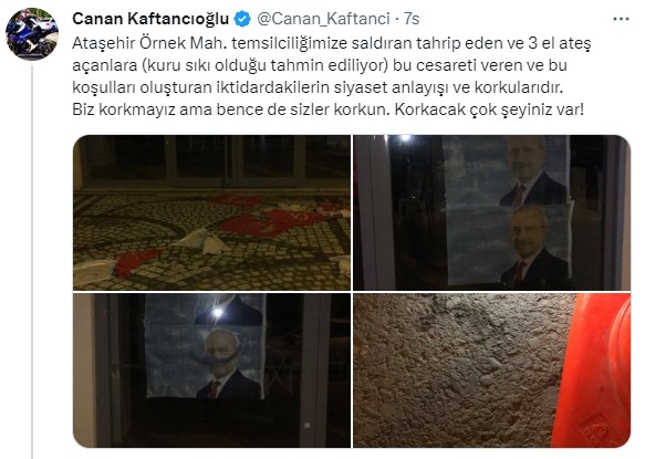 CHP'nin İstanbul'daki seçim bürosuna yapılan saldırıya ilişkin Valilik'ten açıklama: Şüphelilerin yakalanması için çalışmalar sürüyor