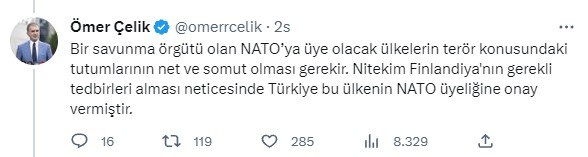 Finladiya'nın NATO'ya girmesinin ardından AK Parti'den İsveç'e mesaj: Taahhütlerin yerine getirilmesi halinde aynı ilkesel süreç işleyecek