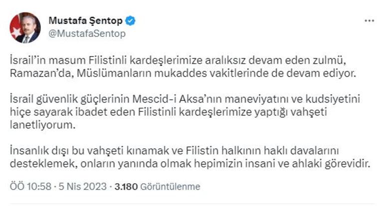 TBMM Başkanı Şentop: İsrail güvenlik güçlerinin yaptığı vahşeti lanetliyorum