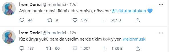 Yıllık ödeme yapmasına rağmen Twitter'daki mavi tiki gelmeyen İrem Derici'den Elon Musk'a küfürlü tepki