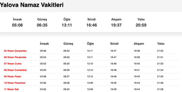 Tekirdağ, Sakarya, Yalova akşam ne zaman, saat kaçta? 4 Nisan Tekirdağ, Sakarya, Yalova namaz vakti! Tekirdağ, Sakarya, Yalova akşam ezanı saat kaçta?