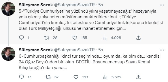 Bahçeli'nin eski yardımcısı Süleyman Servet Sazak: Oyum da kalbim de Kılıçdaroğlu'ndan yana