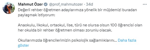 Bakan Özer: 100 öğrencisi olan her okulda rehber öğretmen zorunlu olacak