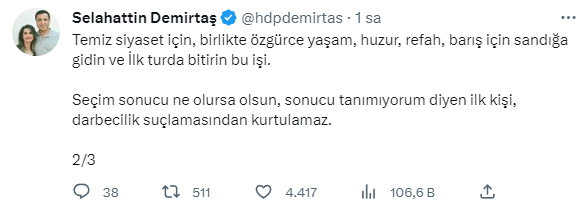 Selahattin Demirtaş'tan Muharrem İnce'nin adaylıktan çekilmesine ilişkin ilk yorum