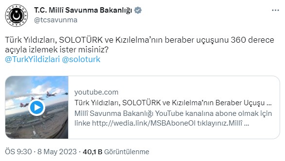 Türk Yıldızları, SoloTürk ve Kızılelma birlikte uçtu, bakanlık 360 derece görüntülerini paylaştı