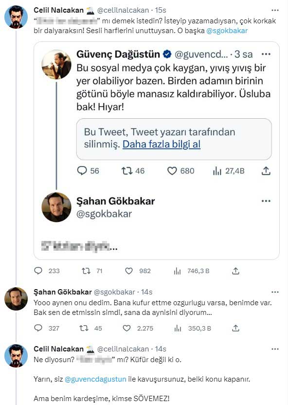 Şahan Gökbakar, Güvenç Dağüstün ve Celil Nalçakan'la birbirine girdi! Küfür ve hakaretler havada uçuştu