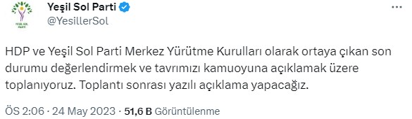 Özdağ'ın Kılıçdaroğlu'na destek ilan etmesinin ardından Yeşil Sol Parti ve HDP toplanıyor: Tavrımızı açıklayacağız